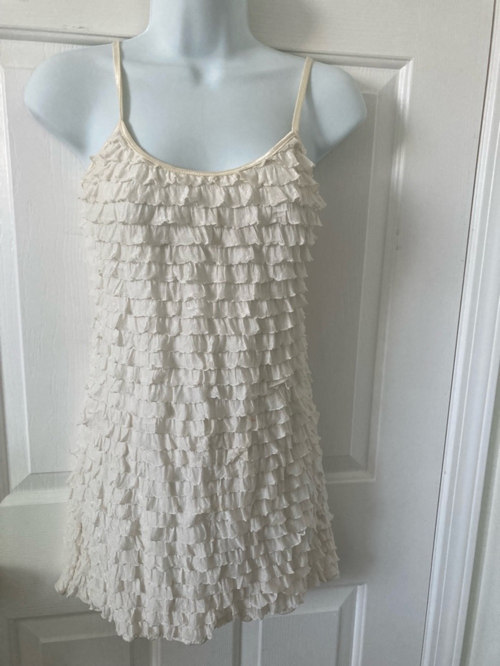Poetry Cream Ruffled Tank with Black Label